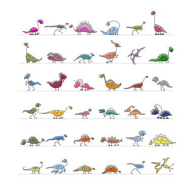Dinozorlar toplama, tasarımınız için kroki