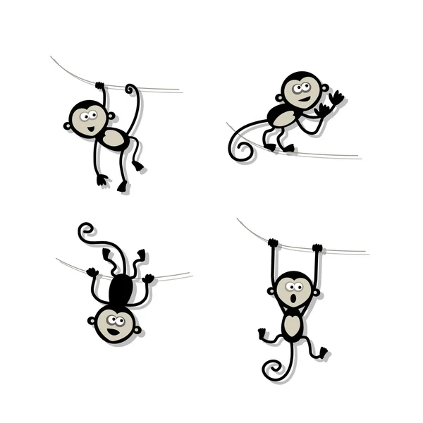 Komik maymun toplama tasarım için — Stok Vektör