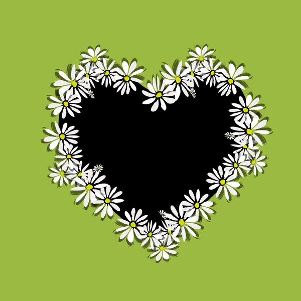 Daisy floral heart for your design — Wektor stockowy