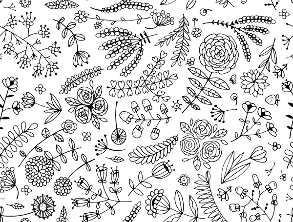 Florales nahtloses Muster, Skizze für Ihr Design — Stockvektor