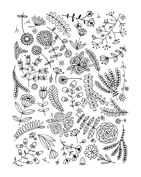 Motif floral, croquis pour votre design — Image vectorielle