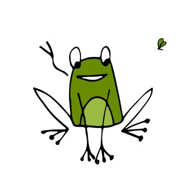 Komik kurbağa, tasarımınız için kroki