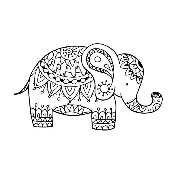 Elefante adornado, boceto para su diseño — Vector de stock