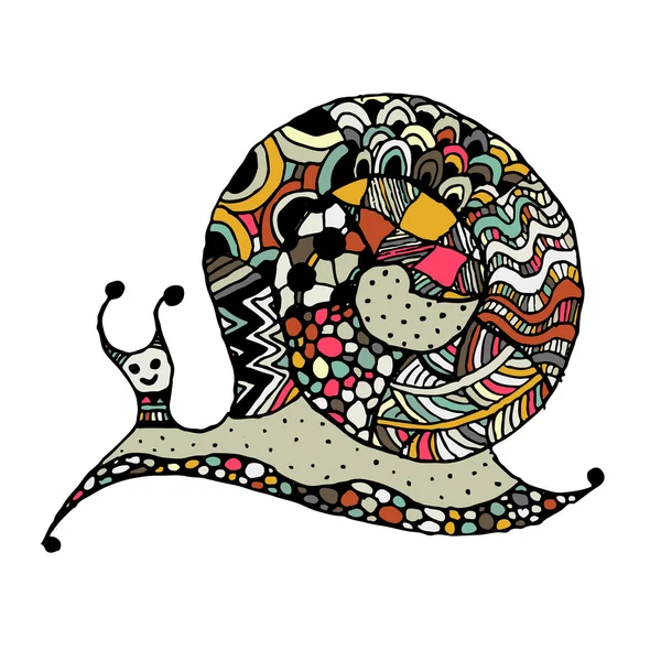 Art snail, ornate zentangle style for your design — Stock Vector