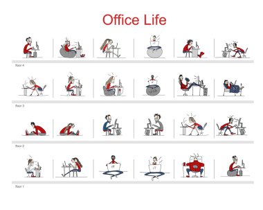 İş yerindeki programcılar, ofis hayatı, tasarımınız için çizimler