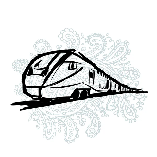 Hızlı tren, tasarımınız için kroki — Stok Vektör