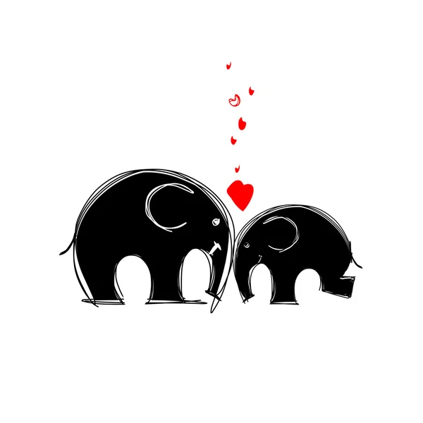 Esquisse d'éléphants mignon pour votre conception — Image vectorielle