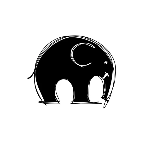 Bosquejo de elefante lindo para su diseño — Archivo Imágenes Vectoriales