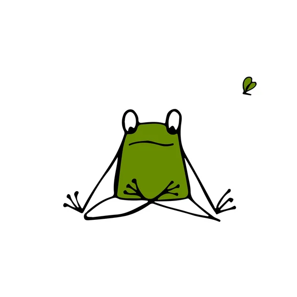 Zabawna Joga żaba, szkic do projektowania — Wektor stockowy