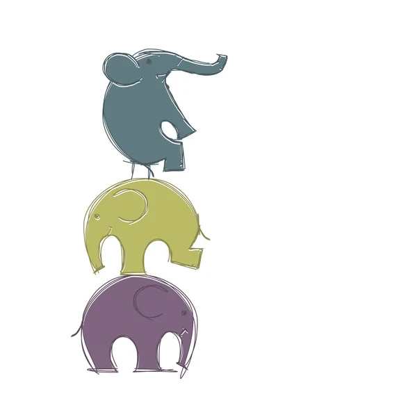 Esquisse d'éléphants mignon pour votre conception — Image vectorielle