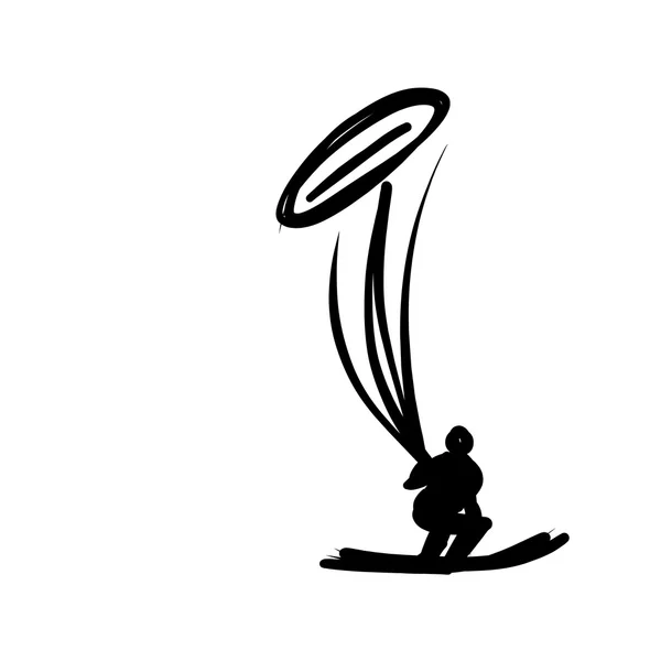 Kite surfer en snowboard, boceto para tu diseño — Archivo Imágenes Vectoriales