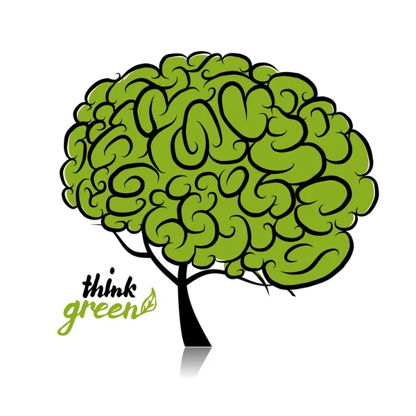 Think green. Brain tree concept for your design — Stock Vector