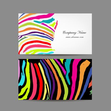 Kartvizit, renkli zebra tasarımını yazdırma