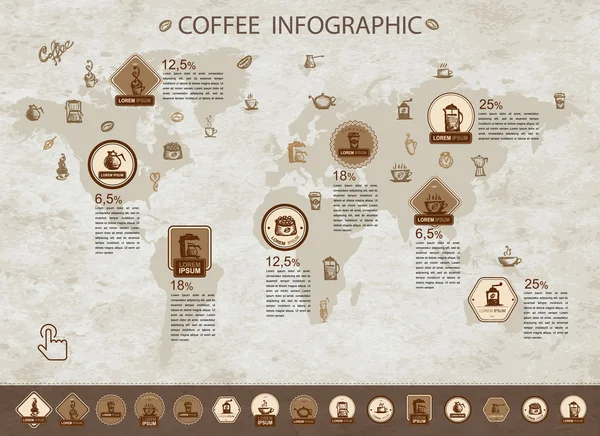 Infográfico de café para o seu design — Vetor de Stock