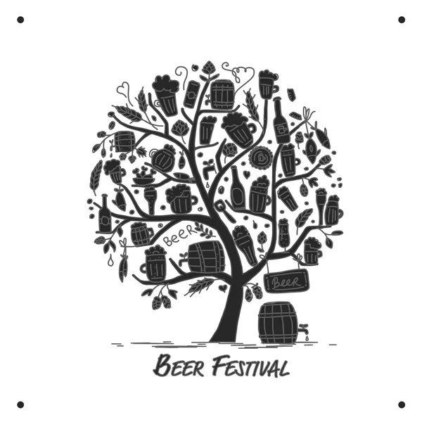 Beer tree, σκίτσο για το σχεδιασμό σας — Διανυσματικό Αρχείο