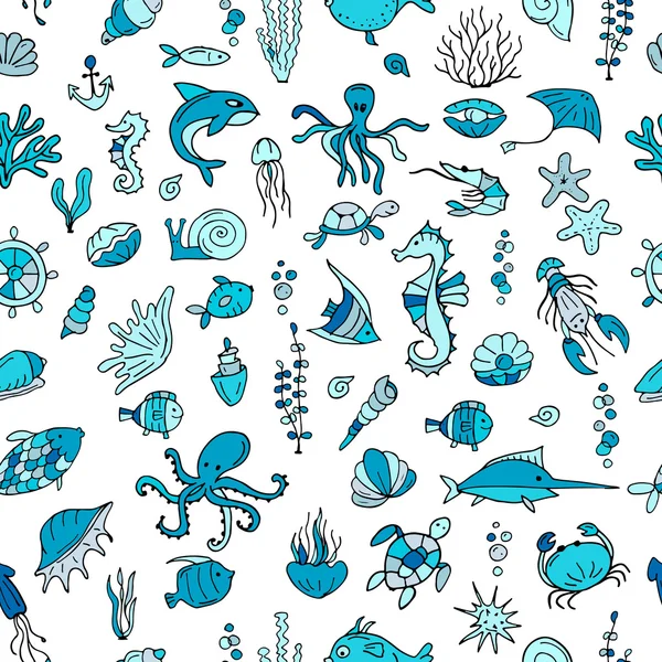 Deniz yaşamı, tasarımınız için seamless modeli