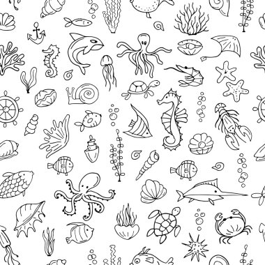 Deniz yaşamı, tasarımınız için seamless modeli
