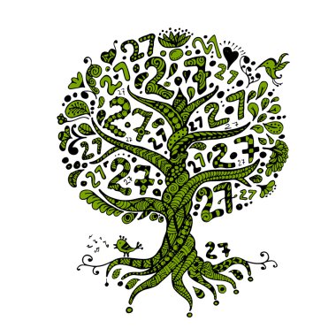 27 ile Ağaç kökleri, tasarımınız için zentangle