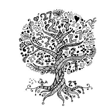 27 ile Ağaç kökleri, tasarımınız için zentangle
