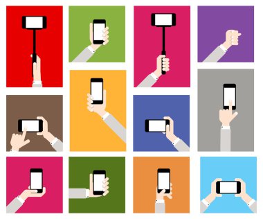 Akıllı telefonlar, düz tasarım el ele tutuşur