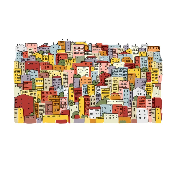 Soyut şehir manzarası arka planı, tasarımınız için çizim — Stok Vektör