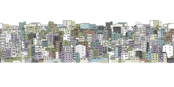 Panoráma města abstraktní pozadí, bezešvé vzor pro svůj design — Stockový vektor