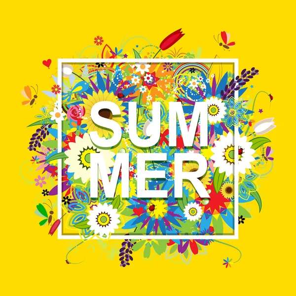 Vente d'été, cadre floral pour votre design — Image vectorielle