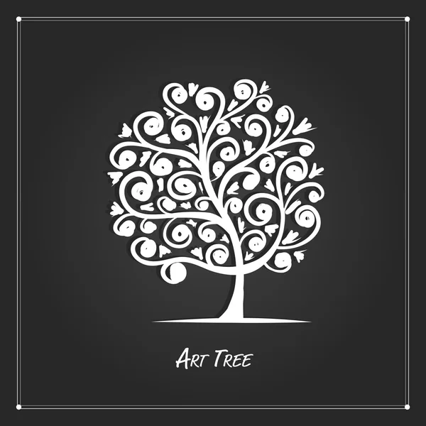 Árvore de arte para o seu design em fundo preto — Vetor de Stock