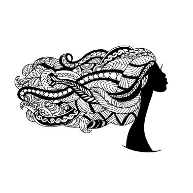 Kadın portre, tasarımınız için süslü saç modeli