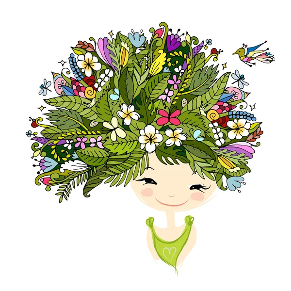 Tasarımınız için tropik saç modeli ile kadın portre