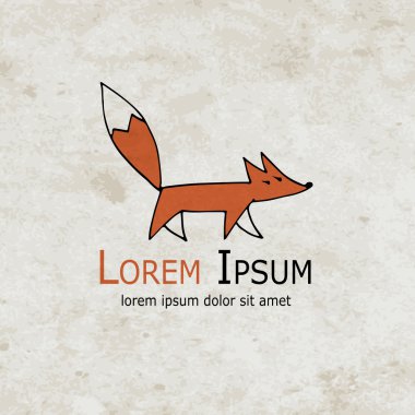 Komik tilki tasarım grunge kağıt üzerinde