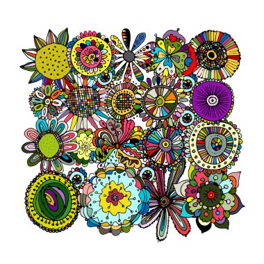 Çerçeve çiçek, tasarımınız için kroki