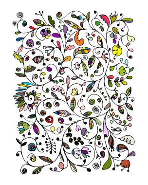 Çiçek desenli, tasarımınız için kroki