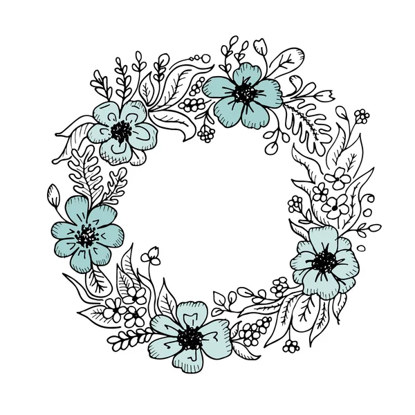 Floral wheath, cirkelframe voor uw ontwerp — Stockvector