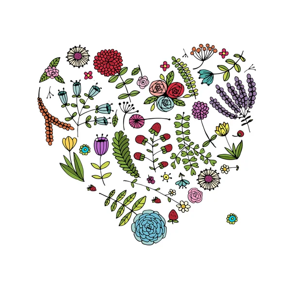 Forme de coeur floral pour votre conception — Image vectorielle