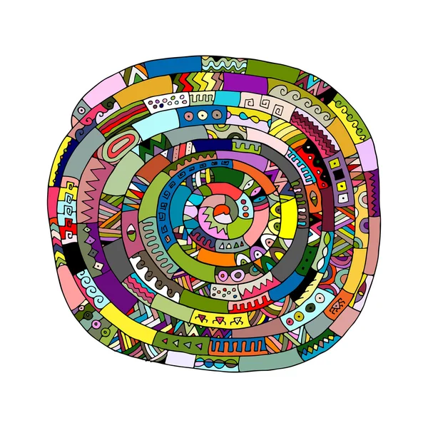 Ethnische Spiralmandala, Skizze für Ihr Design — Stockvektor