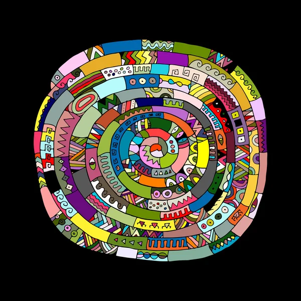 Mandala em espiral étnica, esboço para o seu design — Vetor de Stock