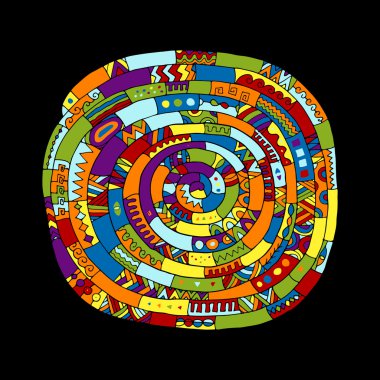 Etnik sarmal mandala, tasarımınız için kroki