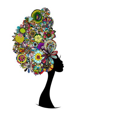 Tasarımınız için kadın çiçek portre