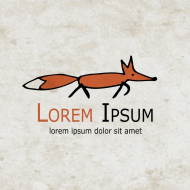 Komik tilki tasarım grunge kağıt üzerinde