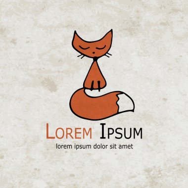 Komik tilki tasarım grunge kağıt üzerinde