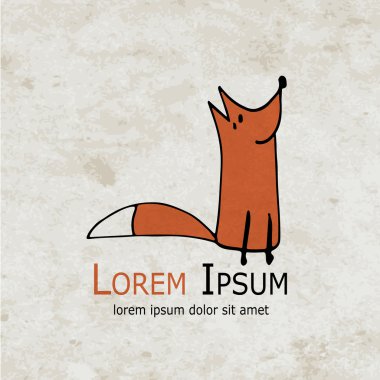 Komik tilki tasarım grunge kağıt üzerinde