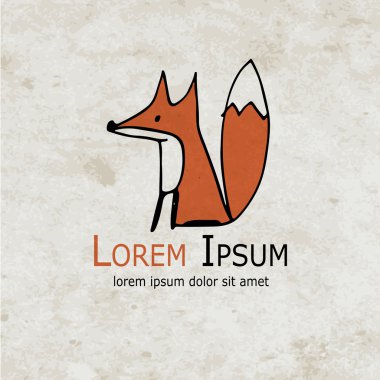 Komik tilki tasarım grunge kağıt üzerinde