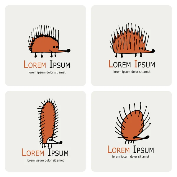 Funny hedgehog, logo set for your design — Stock Vector