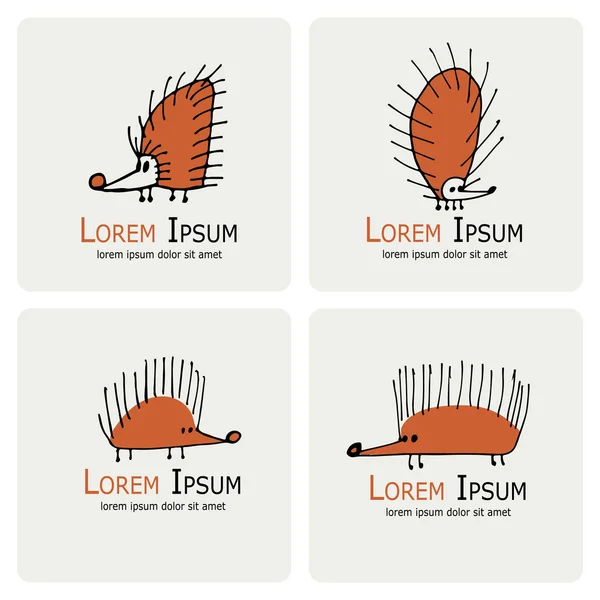 Funny hedgehog, logo set for your design — Stock Vector