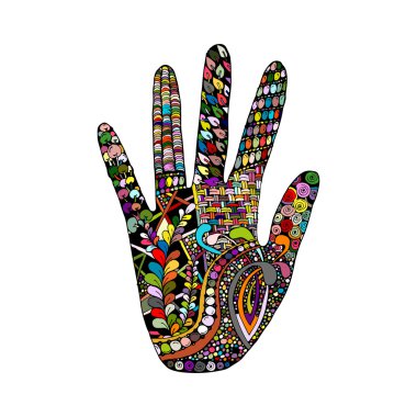 Çiçek palm, bizim tasarım için elle çizilmiş zentangle stili