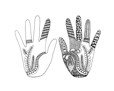 Çiçek palm, bizim tasarım için elle çizilmiş zentangle stili