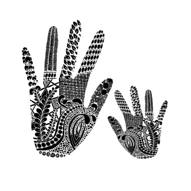 Çiçek palm, bizim tasarım için elle çizilmiş zentangle stili