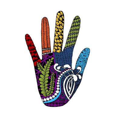 Çiçek palm, bizim tasarım için elle çizilmiş zentangle stili