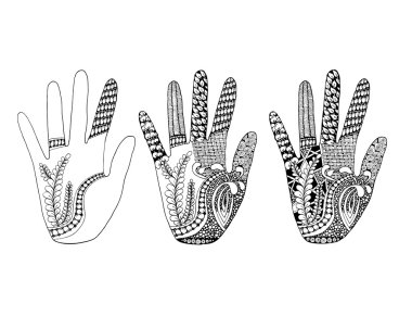 Çiçek palm, bizim tasarım için elle çizilmiş zentangle stili